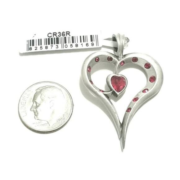 Romy Open Heart Pendant With Swarovski Crystals - Picture 1 of 4